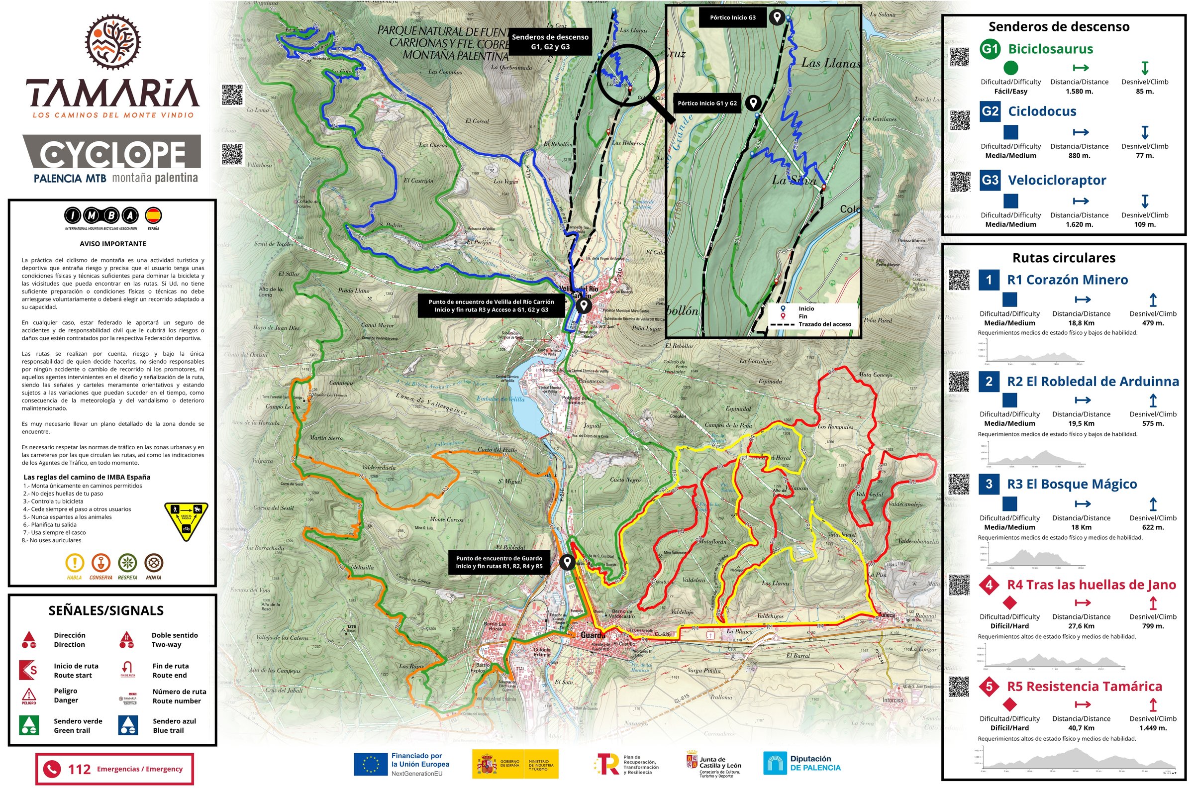 Mapa de las rutas y senderos de Tamaria
